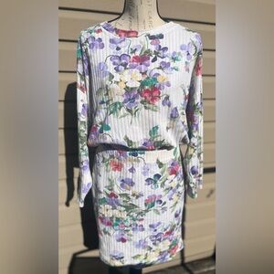 Expo cotton Floral Ribbed Two-Piece Set